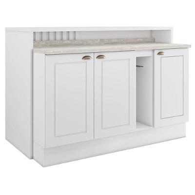 Kit Ilha Gourmet Com Balcões 80cm, 40cm E Porta Toalha Americana Branco Móveis Henn Branco