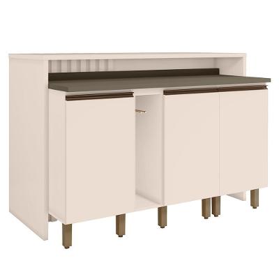 Kit Ilha Gourmet Connect Com Balcões 40cm E Porta Toalha Off White Móveis Henn Off White