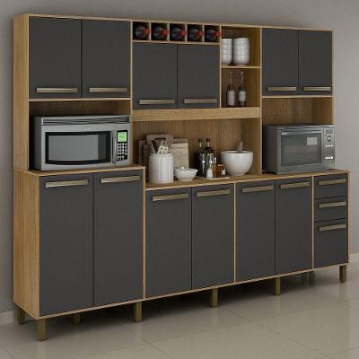 Cozinha Compacta ágata Cinamomo Com Grafite 12 Portas Valdemóveis