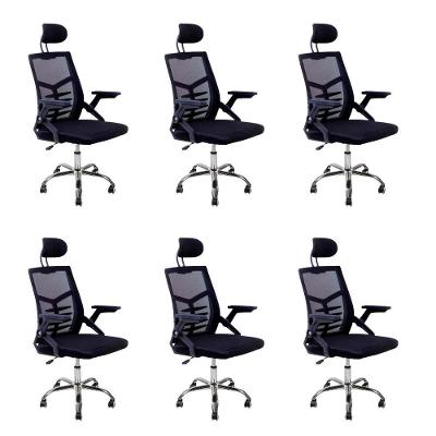 Kit 6 Cadeiras Escritório Executiva Diretor Relax Ergonômica Com Apoio De Cabeça