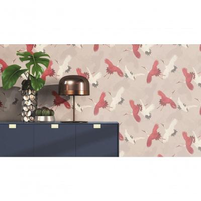 Papel De Parede Barbara Home Garças Bege E Vermelha 560657