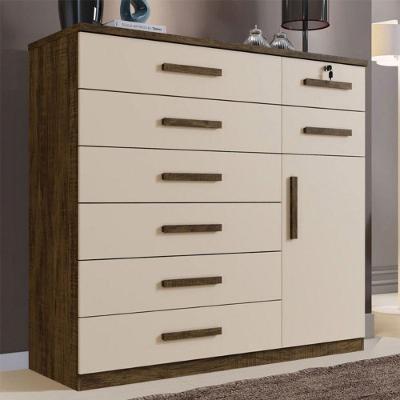 Cômoda Vitoria 1 Porta E 8 Gavetas Plus Com Escala De Brilho Em Fosco Benetil Avela E Off White