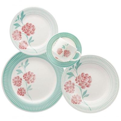 Jogo De Jantar Oxford Myrose Em Ceramica Estampada Alto Brilho 20 Pc