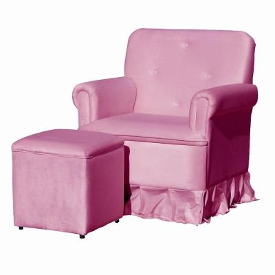 Poltrona Para Amamentação Balanço E Puff Antonela Veludo Veludo Rosa Chiclete
