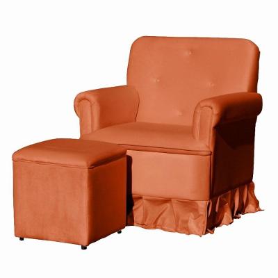 Poltrona Para Amamentação Balanço E Puff Antonela Veludo Veludo Terracota