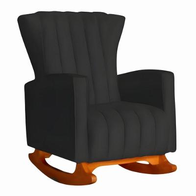 Poltrona De Amamentação De Balanço Estofado Yara Suede Suede Preto