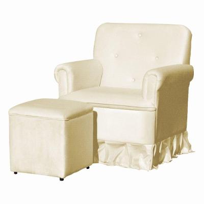 Poltrona Balanço De Amamentação Quarto Com Puff Olivia Suede Suede Bege Claro