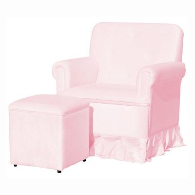 Poltrona Balanço De Amamentação Quarto Com Puff Olivia Suede Suede Rosê