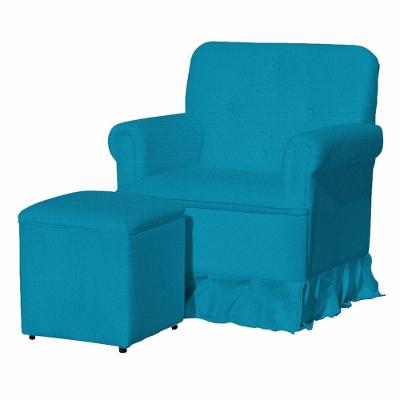 Poltrona Balanço De Amamentação Quarto Com Puff Olivia Suede Suede Azul Turquesa