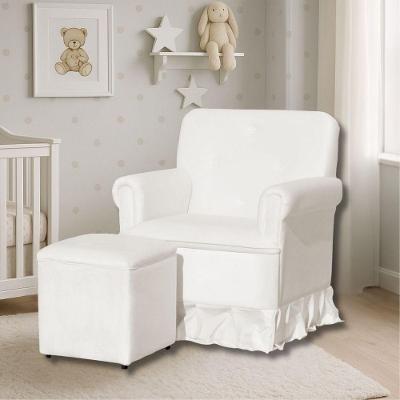 Poltrona De Amamentação Mamãe Beatrice Balanço E Puff Suede Suede Branco