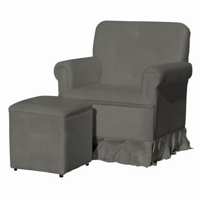 Poltrona Balanço De Amamentação Quarto Com Puff Olivia Suede Suede Cinza