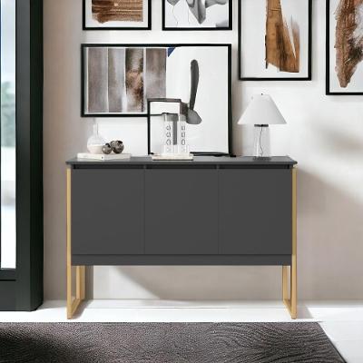 Aparador Buffet Para Sala Industrial Oslo Preto Dourado