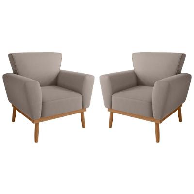 Conjunto Poltrona Para Sala De Recepção Viana Inca Sépia