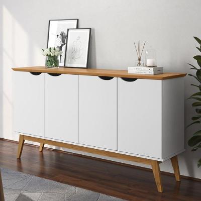 Buffet Com 4 Portas Capela Branco Acetinado Cinamomo