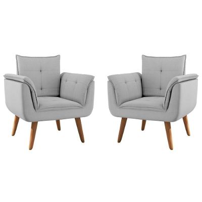 Conjunto Poltrona Para Sala De Recepção Silveiras Linha Cinza