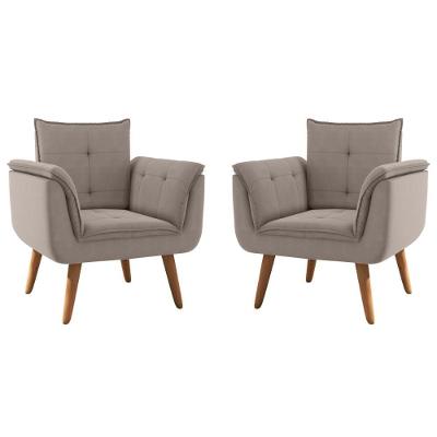 Conjunto Poltrona Para Sala De Recepção Silveiras Inca Sépia