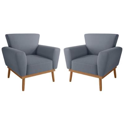 Conjunto Poltrona Para Sala De Recepção Viana Inca Chumbo