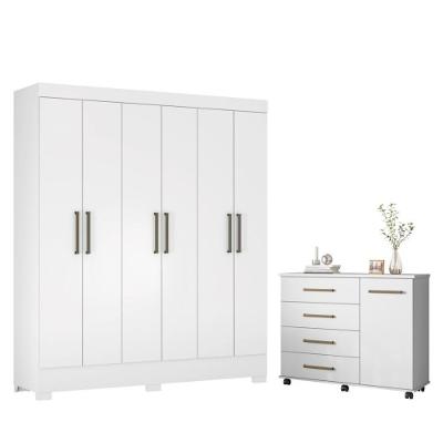 Conjunto Quarto Guarda Roupa E Comoda Virgina Branco