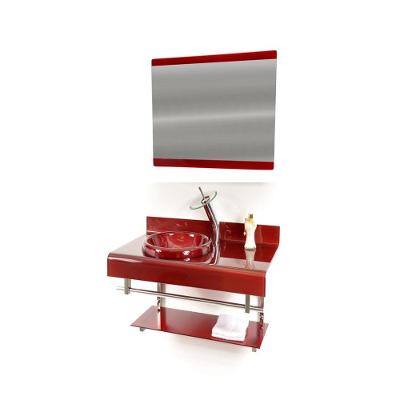 Gabinete De Vidro 70cm Curvado Duplo Inox Vermelho Cereja