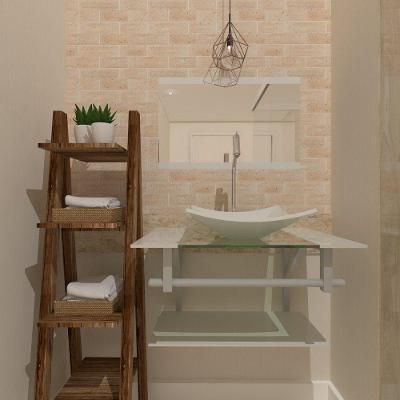 Gabinete de Vidro 60cm com Cuba Quadrada Branco