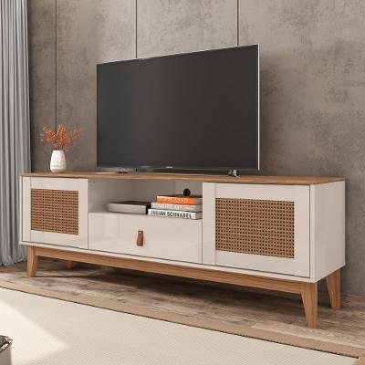 Rack Para Tv Georgia Off White Noce Detalhe Em 3d