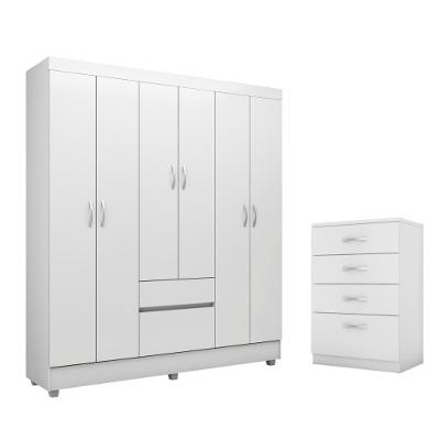 Conjunto Quarto Guarda Roupa E Comoda Forggia Branco