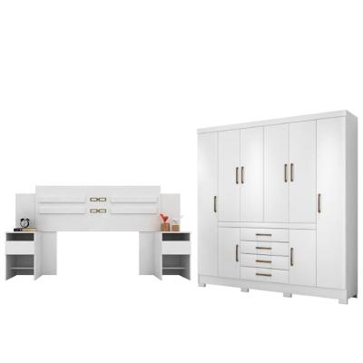 Conjunto Cabeceira E Guarda Roupa Casal Trieste Branco