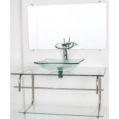 Gabinete De Vidro Inox 90cm Cuba Retangular Incolor