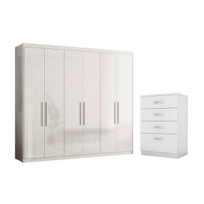 Guarda Roupa Casal 6 Portas Lens Branco