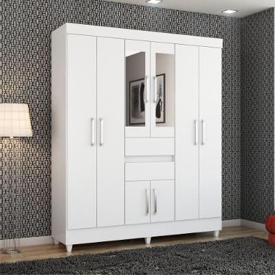 Guarda Roupa 8 Portas Com Espelho Terni Branco