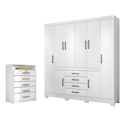 Conjunto Quarto Guarda Roupa E Comoda Trieste Branco