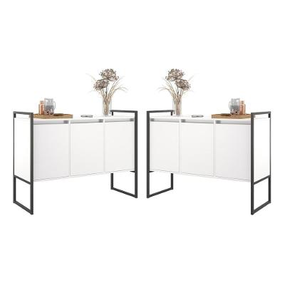 Buffet 3 Portas Rouxe Branco Conjunto 2 Unidades