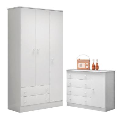 Cômoda E Roupeiro Com 3 Portas Leicester Branco Branco