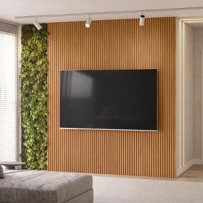 Painel Ripado E Prateleira Para Tv 75' Leôncio Nature Fosco