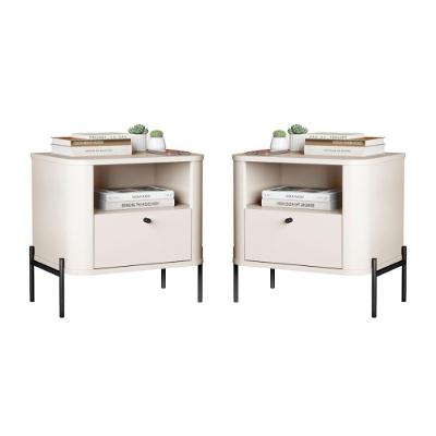 Conjunto Mesa De Cabeceira Malta Off White Preto