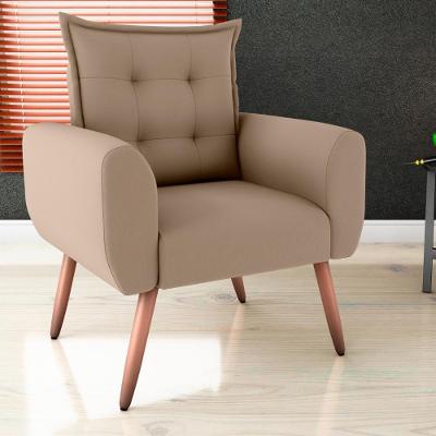 Poltrona Decorativa Para Sala Arcos Suede Bege