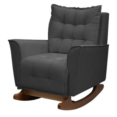 Poltrona Amamentação De Balanço Helena Linho Quarto Bebê Preto