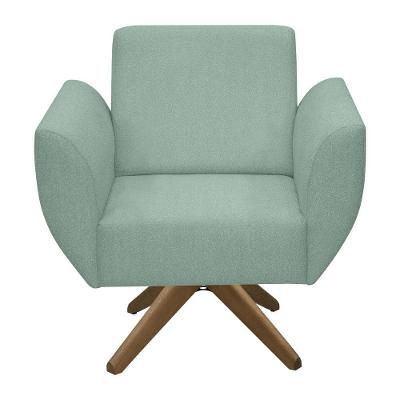 Poltrona Jolly Decorativa Com Base Madeira Em Tecido Boucle Verde