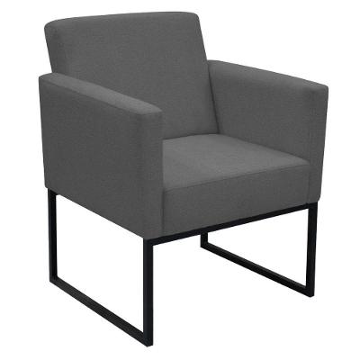 Poltrona Jade Conforto Aconchego Tecido Boucle Base Metálica Chumbo