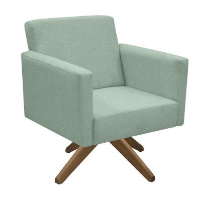 Poltrona Jade Aconchego Decor Tecido Boucle Base Giratória Verde