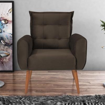 Poltrona Decorativa Para Sala Arcos Veludo Marrom