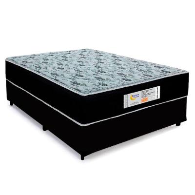 Cama Box Casal Sintético + Colchão Molas Ensacadas Sereneprime Sonnolux 138cm Preto - Suporta Até 110kg Por Pessoa