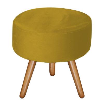 Puff Decorativo Bali Aconchego Em Suede E Pés Palito Madeira Amarelo
