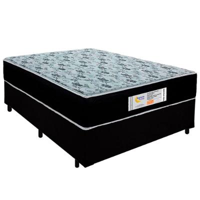 Cama Box Casal Suede + Colchão Molas Ensacadas Sereneprime Sonnolux 138x188x65 Cor:preto