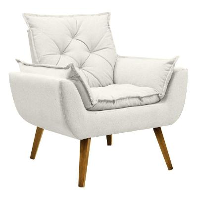 Poltrona Para Sala Decorativa Opala Linho Confortável Crú