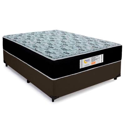Cama Box Casal Sintético + Colchão Molas Ensacadas Sereneprime Sonnolux 138cm Marrom - Suporta Até 110kg Por Pessoa