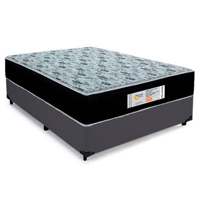 Cama Box Casal Suede + Colchão Molas Ensacadas Sereneprime Sonnolux 138cm Cinza - Suporta Até 110kg Por Pessoa
