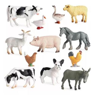 Kit 10 Animais Da Fazenda Safari Zoo Pequenos De Borracha