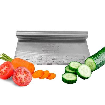 Espatula Inox Cortador Raspador P/ Massas Legumes Pizza Pão Chocolate Com Regua 22cm