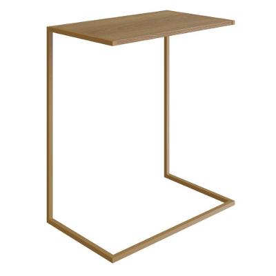 Mesa Lateral Apoio Sofá P/ Notebook Artesano 58 Cm (larg) Mdp Hanover (mel) Base Aço Carbono Dourado